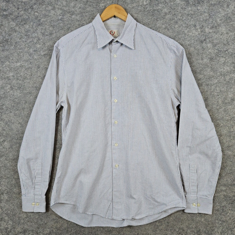 Alessandro Gherardeschi‎ Men's Button Up Shirt Size XXL Gray & White Stripes